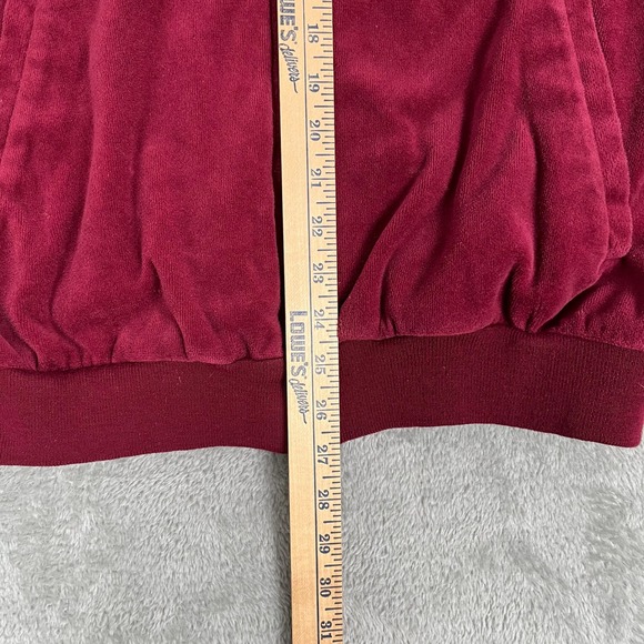 Vintage Pierre Cardin Velour Track Large Jacket Burgundy Stripe Made in USA '80s - Picture 7 of 11